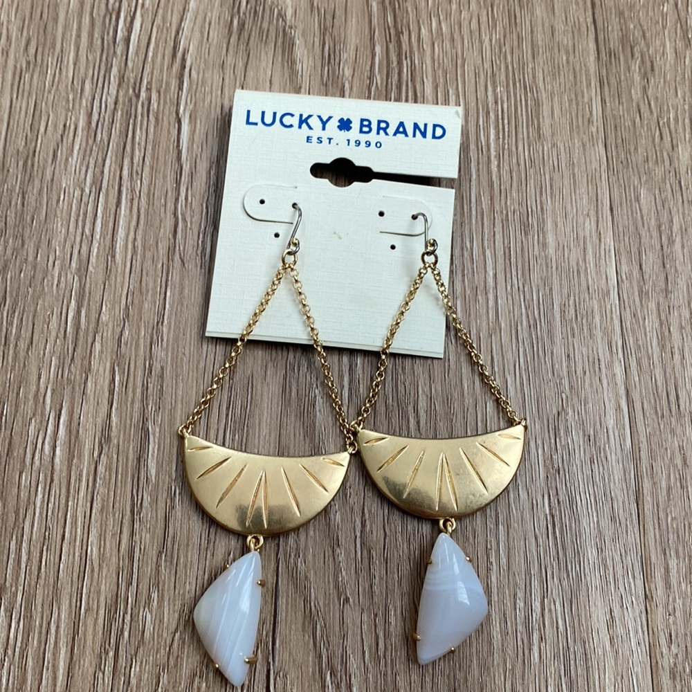 New ✨lucky brand bohemian brass earrings with natural Agate stone ✨